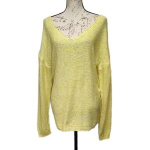 Oversized Butter Yellow Lightweight Sweater Large Scoop Coastal Beachy Spring